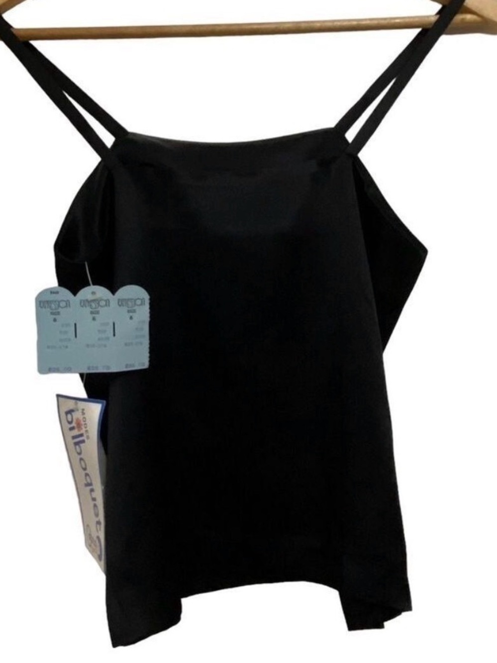 Y2K Bilboquet slip top spaghetti straps crop silky black underwear size 5-6
